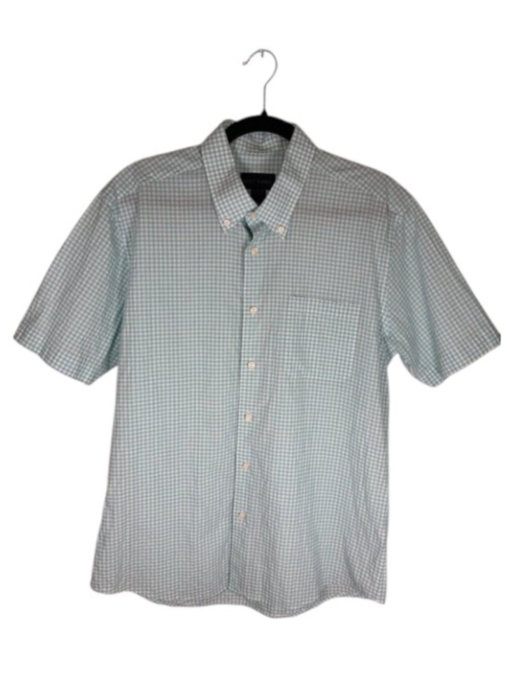 Scott Barber Blue White Gingham Button-Up Shirt Men's Size Large Cotton Blend